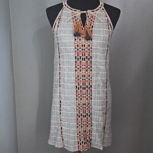 THML Aztec Embroidered Striped summer dress small